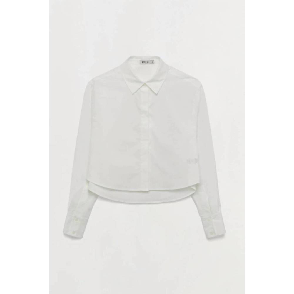 NEW SIMKHAI renata cropped button down shirt in white - Picture 5 of 5